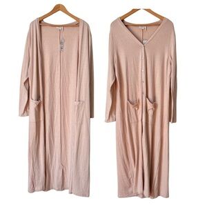 NWT Simple by Suzanne Betro Floor Length Button Down Sweater Duster, Pockets, 1X